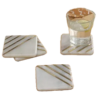 Sous-verres en marbre de qualité supérieure conception personnalisée métal épais incrusté motif carré ensemble de sous-verres en pierre tapis de cuisine décoratifs de table tampons