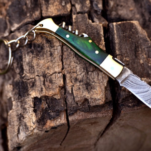 Cuchillo Plegable de Acero de Damasco Hecho a Mano, Abridor de Vino de Acero Inoxidable, Llavero de Bolsillo, Mango de Madera, Ideal para Supervivencia - Product Image 6