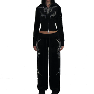 Dernier style de survêtements en strass pour femmes Services OEM Survêtements en strass pour femmes Top fabricant Survêtements en strass pour femmes - Product Image 5