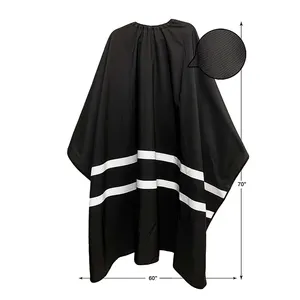 Jubah pangkas rambut profesional, celemek tukang cukur warna hitam, jubah tukang cukur pribadi untuk kecantikan