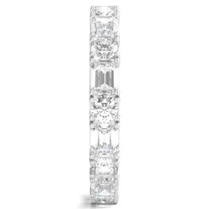 3ct 14K oro blanco diamante redondo y corte esmeralda laboratorio cultivado diamante eternidad banda anillo para niñas - Product Image 3