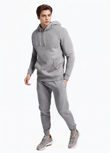 Ensemble de survêtement pour homme en molleton épais avec capuche et jogging, logo personnalisé, tenue de sport athlétique en deux pièces - Product Image 4