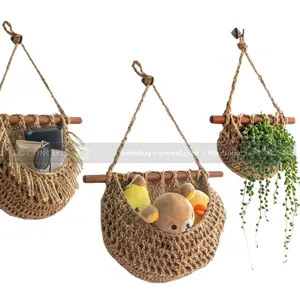100% Natural Seagrass Hand Woven Wall Hanging Basket Decor Baskets For Home Kitchen Restaurant Shop Decoration Vintage Style