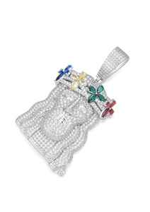Colgante de Jesús de Moissanita Multicolor de Lujo para Hombre, Estilo Hip Hop con Incrustaciones, Chapado en Rodio, Regalo Religioso Cristiano - Product Image 3