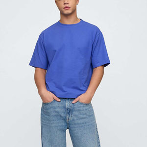 Men's 100% Cotton Casual Fashion T-Shirt Oversized Drop Shoulder Custom Screen Printed Logo Solid <b>Colour</b> Knitted Pattern Type - Product Image 2