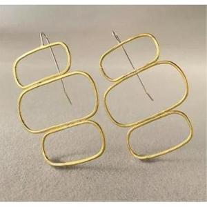 Pendientes de Aro y Colgantes de Latón Hechos a Mano, Chapados en Oro y Rodio, Diseño Geométrico Vintage Étnico y Moderno para Fiestas - Product Image 1