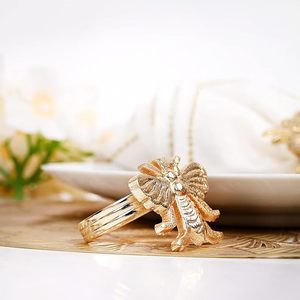 Servilletero de aluminio, servilletero de abeja, redondo servilletero dorado para fiesta, boda, agregue un toque elegante a su mesa de comedor - Product Image 2