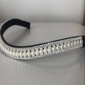 Correa de Cuero 100% auténtico para cejas de caballo, cadena decorativa de cristal con perla de oro rosa, a precio de venta al por mayor - Product Image 5