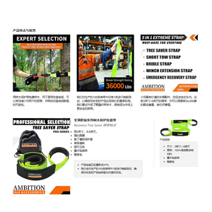 Sangle de récupération AMBITION 3 pouces x 8 pieds, résistance à la rupture de 36 000 livres, sangle de remorquage d'urgence, corde d'extension de treuil - Product Image 6