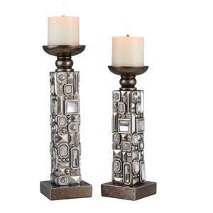 Bougeoir en métal pour la décoration de la maison porte-bougie pour l'éclairage et le jeu porte-bougie décoratif élégant finition antique - Product Image 1