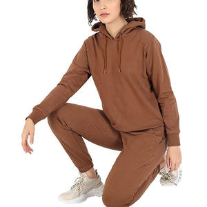 Best Price Women's Slim-Fit Brown Training Tracksuit Set Custom Logo Printed <b>Top</b> Selling for Winter Season - Product Image 2