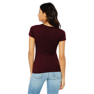 T-shirt à manches courtes pour femme, 50% polyester, 25% coton peigné Airlume filé à anneaux, 25% rayonne, 3,8 oz, marron, avec applications - Product Image 3