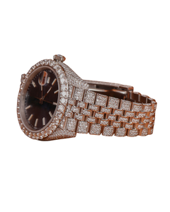 Full Iced Out Automatic Mechanical Moissanite Round Cut Diamond Wrist <b>Watch</b> With White Gold Stylish Hip Hop <b>Watch</b> For Men's - Product Image 3