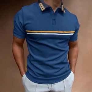 Polo brodé à manches courtes de couleur unie pour homme, idéal pour l'été – Fabrication directe - Product Image 3