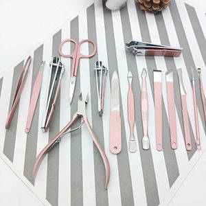 Kit coupe-ongles professionnel en or rose 15 pièces haute marque privée en acier inoxydable manucure pédicure ensemble nourrissons boîte soins de beauté - Product Image 2