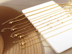 Adjustable 18K <b>Gold</b> Plating Beaded Chain <b>Necklace</b> Dainty <b>Gold</b> Ball Design Everyday Wear <b>Thin</b> Chain Wholesale <b>Necklace</b> - Product Image 3