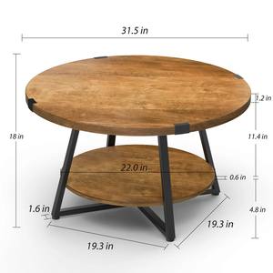 Table basse circulaire créative à double rangement, écologique, plateau en bois, cadre en fer, design moderne, mobilier de maison, coin unique - Product Image 6