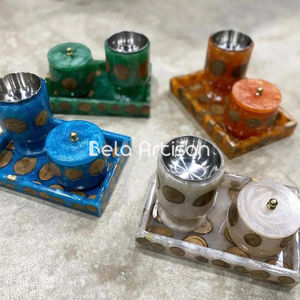Elegante bandeja con incrustaciones de resina de 3 piezas, juego de quemador artesanal, accesorios que incluyen caja Mabkhara, bandeja Bakhoor, difusor de soporte de incienso - Product Image 2