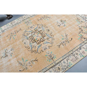 Classique Beige Vert Vintage Tapis Turc 5.7 X 9.3ft À La Main Laine Patchwork Latex pour Chevet Rectangle Couloir Tapis De Chevet - Product Image 5