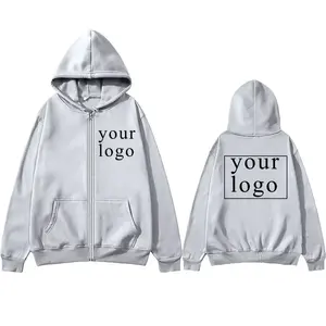 Sudaderas con capucha extragrandes para hombre con logotipo personalizado, ropa de calle personalizada, sudaderas con capucha 100% de algodón, sudaderas con capucha con cremallera y lavado ácido de Color sólido - Product Image 5
