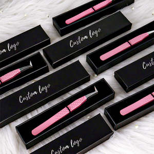 Pinzas de pestañas de acero inoxidable con logotipo personalizado, gran oferta, precio al por mayor, último diseño, pinzas de pestañas de buena calidad - Product Image 2