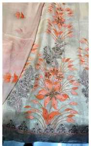 Designer moderne non cousu brodé à la main beaux costumes en soie pour femmes chères fêtes traditionnelles indiennes avant-gardistes - Product Image 2