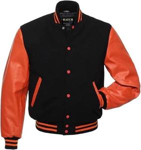 Vestes classiques Varsity Letterman pour hommes, manches en cuir véritable et mélange de laine, vestes d'université de baseball - Product Image 5