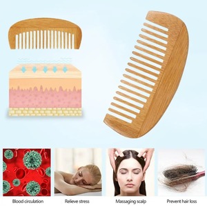 Cepillo de pelo de bambú, peine de bambú Natural, peine de pelo respetuoso con el medio ambiente para viajes, Hotel, peine de barba de madera natural de bambú no estático - Product Image 5