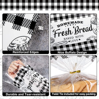 Sac d'emballage de pâtisserie pour miche de pain imprimé personnalisé plus solide inodore haute transparence en plastique CPP une seule face en plastique avec attaches