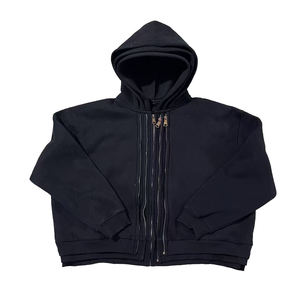 OEM personalizado francés Terry algodón Boxy Unisex ácido lavado Vintage sudaderas con capucha de peso pesado doble triple capa Zip up Sudadera con capucha en blanco para hombres - Product Image 2