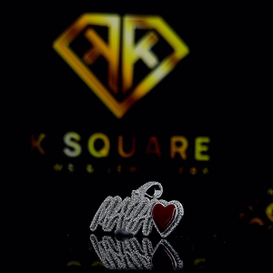 Colgante Hip Hop con nombre personalizado y corazón rojo, colgante con nombre personalizado o letra para hombre, colgante de moissanita, joyería Hip Hop Ice Out - Product Image 2