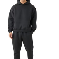 Conjunto Deportivo de Dos Piezas para Hombre, 100% Lana Merino, Grueso, Sudadera de Manga Larga, Sudadera con Capucha Tejida para Otoño/Invierno