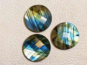 Round Checker Labradorite Cabochon Blue Flash Loose Crystal Gemstones For Pendant Jewelry <b>Craft</b> Stones 20mm Flat Back <b>Gems</b> Pairs - Product Image 2