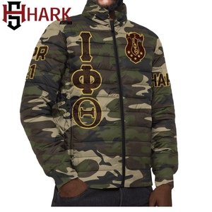 Venta al por mayor Fraternity 1963 Camo cremallera Puffer chaqueta gruesa cálida abrigo de invierno con cuello levantado estilo Casual para hombres - Product Image 3