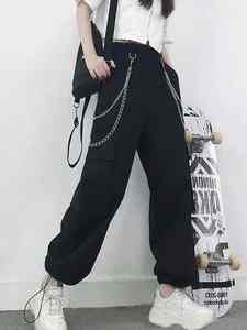 2025 femmes été Cargo pantalon respirant taille élastique sport Leggings chaîne taille moyenne doux Cool épicé fille Hip-hop Style - Product Image 2