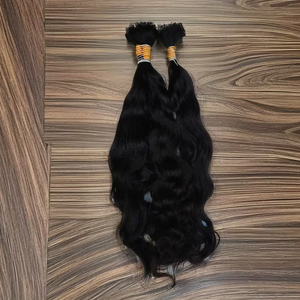 Cheveux humains vierges Remy indiens noirs naturels en vrac-Donneur unique brut non tissé jeune donneur vague profonde vague lâche de qualité supérieure - Product Image 1