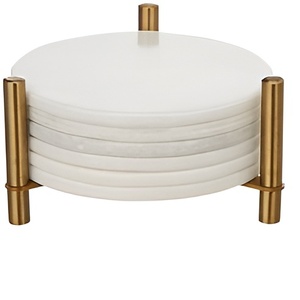 Sous-verres de forme ronde en marbre blanc moderne Offre Spéciale tapis de tasse à café en pierre en gros - Product Image 1