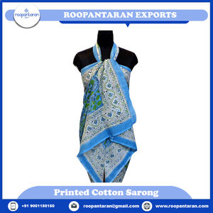 Latest Design Indian Kamal Aqua Gud Women's Sportswear Hand Block Printed Cotton <b>Sarong</b> <b>Beach</b> <b>Wrap</b> for Sale - Product Image 4