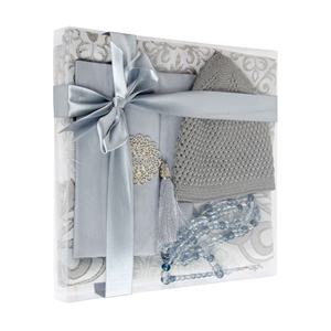 Set de Regalo de Oración Gris Yaseen, Alfombra de Oración, Tasbih, Gorro Kufi y Libro de Yaseen en Bolsa Shantung, Regalo Perfecto para el Día del Padre y para el Novio - Product Image 1