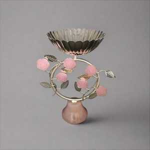 ชามเสิร์ฟพร้อมดอกไม้ทำจากเรซินสำหรับบ้านโรงแรมและร้านอาหารชามทองเหลืองทรงกลมสีเงินดีไซน์ดอกไม้สุดหรู - Product Image 6