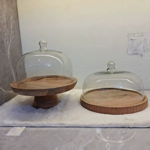 <b>Glass</b> cloche with wooden base <b>Glass</b> dome <b>cake</b> <b>stand</b> Wooden base <b>glass</b> <b>cake</b> dome <b>Cake</b> <b>stand</b> with <b>glass</b> cover <b>Glass</b> food - Product Image 3