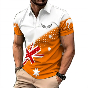 Camisa de Golf para Hombre, 100% Poliéster, Transpirable, con Estampado de Canguro Australiano, Estilo Casual, Manga Corta, Diseño con Flecos, 140g - Product Image 5