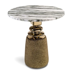 Table d'appoint ronde en métal au design durable, table basse de qualité antique, taille personnalisée, en aluminium et laiton - Product Image 1