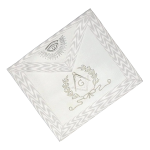 Masonic Master Mason Blue Lodge Delantal Plata Bordado Blanco Morrie Ribbon Freemason Delantales - Product Image 5
