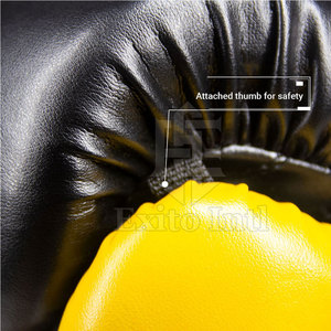 Gants de boxe durables noirs et dorés personnalisables avec votre propre logo pour la pratique des arts martiaux - Product Image 5