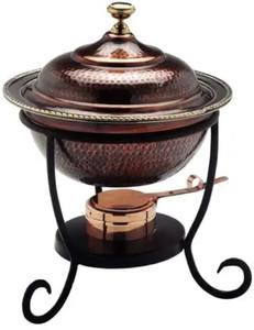 Plato de frotamiento dorado de acero inoxidable de lujo con tapa duradera Juego de buffet Plato de frotamiento de metal Premium - Product Image 6