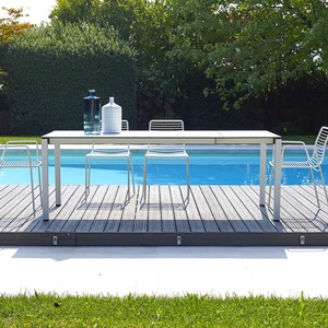 <b>Extendable</b> Dining <b>Table</b> 160 to 210 x 90 cm Compact Laminate Top Steel Square <b>Legs</b> Outdoor Garden Restaurant <b>Table</b> Made in Italy - Product Image 6