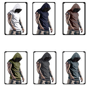 Sudadera con capucha para hombre con estampado personalizado liso de alta calidad de algodón entrenamiento con capucha camisetas sin mangas para músculo cortado sin mangas gimnasio hombres sudaderas con capucha - Product Image 6