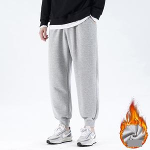 Pantalon de survêtement décontracté en tricot à cordon de serrage pour homme, drapé ample, couleur unie, polaire pour garder au chaud, pantalon de survêtement Harem pour homme, pantalon décontracté - Product Image 2