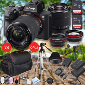 Mirrorless Digital Camera with 28-70mm Zoom Lens 64GB <b>Memory</b> Case Tripod Steady Grip Portable Case - Product Image 3